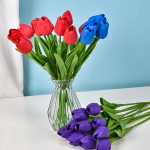 PU MINI TULIP Simulation Flower الزفاف الزفاف زهرة الحرير زهرة المنزل محاكاة النباتات زهور مزيفة