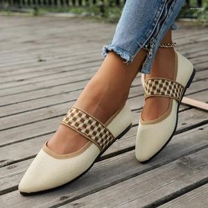 Casual Shoes Women's Spring Knitted Breathable Flat Non-slip Low-top Fashion Pointed Toe Comfortable Slip-on Zapatos Mujer