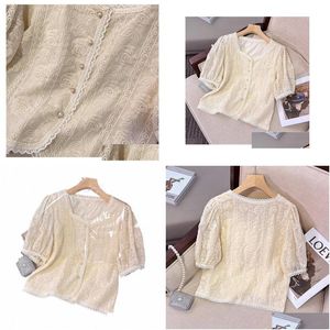 T-shirt da donna Plus size L-4xl Sweet Beautif Shirts and Bluse Women Summer Short Shortle Lace Tops Female Ship Abshing 2024 New N6ly Dhgav