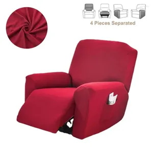 Tampa de cadeira de cor sólida estriado reclinável capa de sofá para sala de estar elástica não deslizante poltrona preguiçosa
