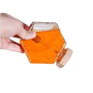 Aufbewahrung Flaschen Gläser Glas Honey Jar für 220 ml/380 ml Mini kleiner Flaschenbehältertopf mit Holzstablöffel 1 Drop Lieferung Home Gar Dhiww