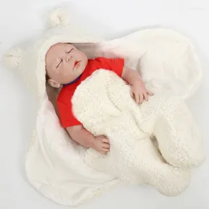 Coperte Born Baby Coperta Swaddle Avvolgere Sacco a pelo con cappuccio in peluche di cotone invernale 0-12 mesi