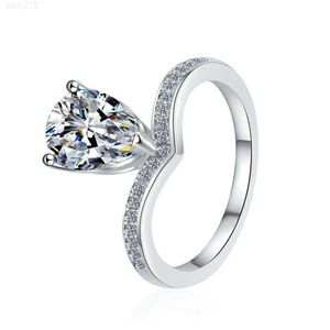 Mosang Stone Women Ring S925 Pure Silver European and American Gruszka Pierścień Crown Corme Border Wedding Biżuteria