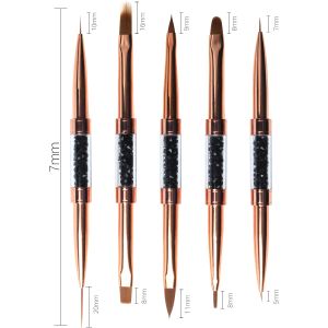 Kits Eval Double Ended Nail Art Painting Nail Liner Brush Drawing Flower Striping Nail Brushes Rhinestone Handle Manicure Tools