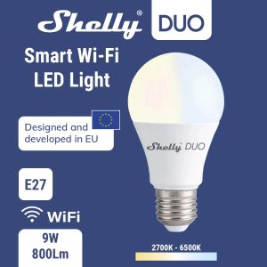 Kontrola Shelly Duo RGBW/White 9W Wi -Fi Smart Light LED Work z Alexa/Google Home 220240V Dimmable Timer Funkcja Magiczna żarówka