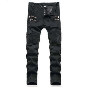Mens Bike Jeans Cycling Pants Army Green Motorcykel Jeans High End Fashion Straight Fit Casual Denim Pants 240319