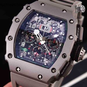 Mens Swiss Luxury Watches Richadmills Automatic Movement Watches Classic Black Grey Rubber Men Sapphire Automatic Mechanical Tourbillion Calendar Titanium Case