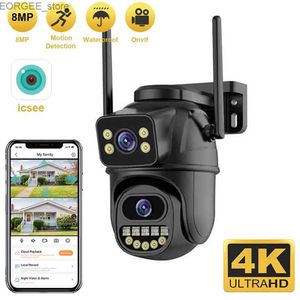 Outras câmeras CCTV 4K HD Lente Dual Wi -Fi Câmera 2K Tela dupla Câmera PTZ Câmera Outdoor Rastreamento automático Câmera de segurança Vigilância à prova d'água ICSEE Y240403