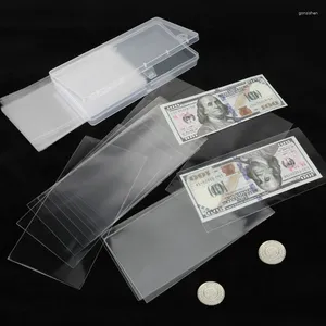 Storage Bags 100pcs Plastic Transparent Money Bill Sleeves Safe Collection Bag Banknote Protector Cases With Box Holder