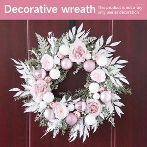 Flores decorativas Christmas Wreath Port Door Decoração de casamento Pink Ball Ornamentos para janela Decoração do Dia dos Namorados ao ar livre interno