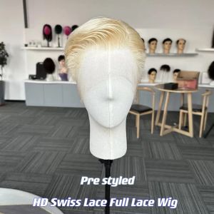 Toupees Toupees Full HD Lace Human Human for Men pré -modelado Moda masculina Corte Human Virgin Hair System macho de glue fácil de usar