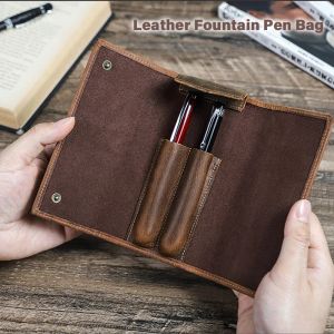 Taschen 1/2Slots Leder Brunnen Stiftkoffer Luxus Bag Brunnen Bleistift Organizer Sammeln Sie Retro Box niedliche Büroschule Schreibwarenbedarf