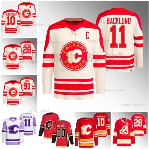 Mikael Backlund 2024 Heritage Classic Hockey Jersey Джонатан Хубердо Назем Кадри Элиас Линдхольм Эндрю Мангиапейн Ханифин Джейкоб Маркстром Шарангович