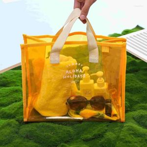 Storage Bags Tote Bag Transparent PVC Waterproof Ladies Casual Handbag Reusable Large Capacity Shopping Beach Swimming