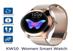 IP68 VATTENSKAPT SMART Titta på kvinnor Sleep Monitoring Heart Monitor Mode Lovely Smartwatch KW10 Armband för Android iOS Phon3510987