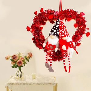 Party Decoration Valentine's Day Faceless Doll Hjärtformad lysande krans Hem Bröllop Diy Decor förslag Engagemang Mors krans