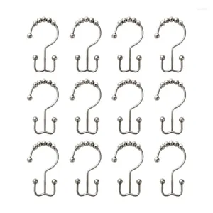 Shower Curtains Q1JA Pack Of 12 Curtain Hooks Decorative Rust Proof Metal