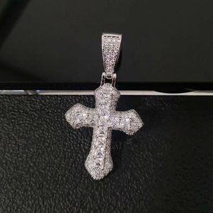 Classic Hiphop Sterling Sier Moissanite Necklace 25x47mm Cross Pendant For Women Gifts Fine Jewelry