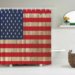 Duschgardiner American Flag Bath Curtain Watertofat Tyg med krokar USA Badkarskärm för badrumsdekor