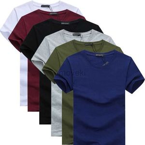 Herren T-Shirts 6PCS 2024 Einfache kreative Designlinie Feste Farbe Baumwolle T-Shirts Neuankömmlinge Kurzschlärm Männer T-Shirt Plus Size 2445