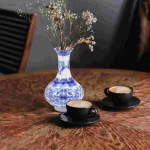 Vases Home Decor Blue And White Porcelain Vase Ceramic Chinoiserie Planter Flower Crafts Glazed Flowerpot