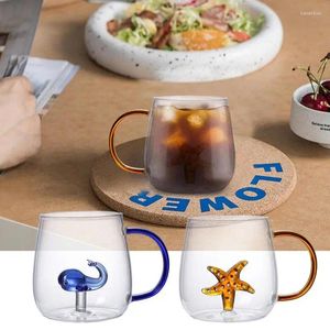 Mugs Creative Coffee Mug 3D Built In Cartoon Animal Cup With Handle Transparent High Borosilicate Glass Teacup For Tea Juices