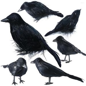 Party Decoration Halloween Black Crow Fake Feather Raven Birds Props For Home Garden Ornaments Standing Crows Lifelike