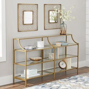 Decorative Plates Console Table Gold Finish