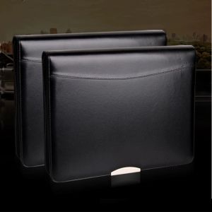 Bag Multification A4 PU Leather Padfolio Manager Bag med dragkedja Calculator Ring Binder Portfolio Documents Folder Case Organizer