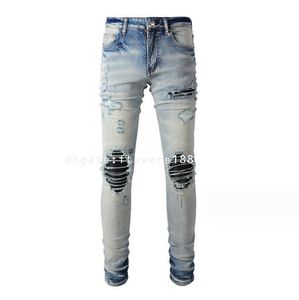 Herren Jeans High Street Trendy Jeans Herren Ripped Patch Jeans Trendy Slim Skinny Hosen hochqualitativ