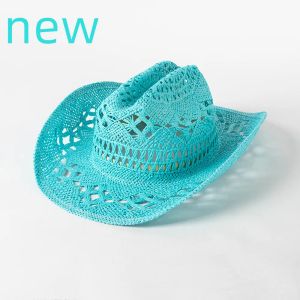 Uppsättningar 2023 Ny sommar Cowboy Straw Hat Hollow Out Woven Straw Hat Fashion Casual Outdoor Sunshade Cowboy Hat