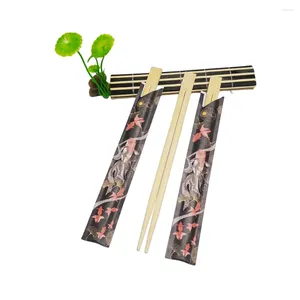 Engångsgäst naturlig anpassad logotyp pinnar bambu pinnar sushi lyxiga bestick set