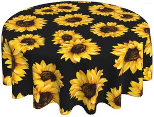 Table Cloth Spring Sunflower Tablecloth Round 60 Inch Ruitic Yellow Floral Waterproof Fabric Farmhouse Tablecloths