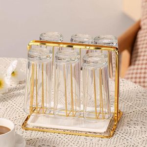 Kitchen Storage Creative Metal Cup Rack Glass Drain With Tray Crush Resistant Useful Home Supply Holder For