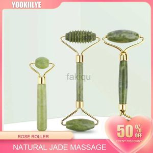 Massageboenar Rocks Natural Jade Massage Roller Rose Quartz Double Heads Jade Stone Facial Lift Slimming Roll Massager för ansikts kroppsskötselverktyg 240403