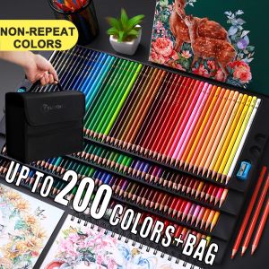 Lápis 200/180/150/120/72/48 Lápis de cor da cor da cor da água com bolsa de armazenamento Lápis de cor macia para crianças Desenho de desenho