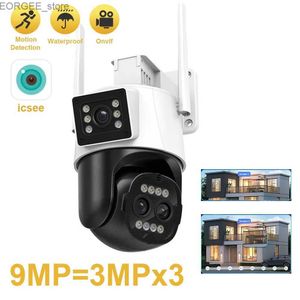 Inne kamery CCTV 9MP kamera IP WiFi kamera zewnętrzna Trzy soczewki 8x Zoom AI Wykrywanie Auto Tracking WiFi Suralance Wsparcie ICSEE Y240403