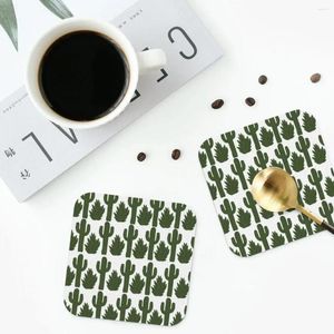 TABELA MATS CACTUS Fiesta Coasters PVC Leather Placemats Isolamento não deslizante Coffee para decoração Dinagismo de cozinha em casa Conjunto de 4