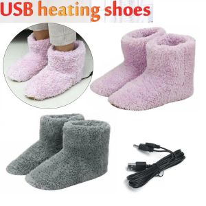 Useful Plush Comfortable USB Charging Foot Warmer Shoes Warm Foot Electric Heated Shoes Winter Warming Slipper