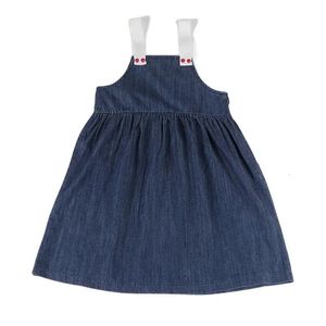 Mädchen blau Jeans Kleid Klammern Ärmel für Mädchen alle Jahreszeiten Kinder lässige Kleidung Kinder Mädchen Kleider Outwear Kleidung 240403