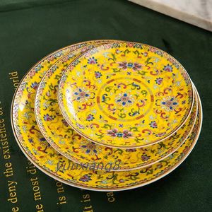 Królewska luksusowa miska na płycie jadalni i projektant pałeczki w stylu pałacu ceramiczne zastawa stołowa płyta jadalna kubek talerz zupa miska