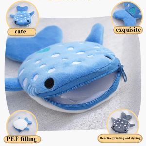 Port portfelowy Shark kształt Plush Cover z Organizatorem słuchawek z suwakiem Linia Data torebka torebka szminka torba do przechowywania