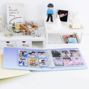 Bağlayıcılar 6 Cep Kollu PU Deri Fotoğraf Kartı Macaroon Binder 3 Yüzük A5 Gradyan Kapak KPOP Fotoğraf Albümü Postcard Topla Kitap