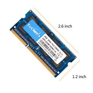 Memoria per laptop Tecmiyo di alta qualità RAM 16GB (2x 8GB) DDR3 1600MHz PC3-12800S 2RX8 SODIMM 1.5 V MEMORIA Notebook non ECC-Blu