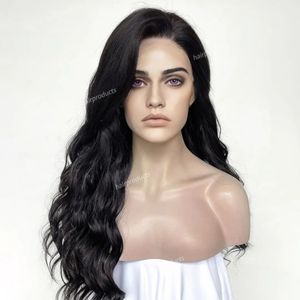 Human Hair 28 Inch Lace Front Wigs Human Hair Black Big Wave Glueless Heat Resistant Fiber Synthetic Lace Wig Natural Baby Hair Black Women Pre-Pull Hair Products