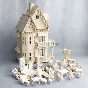 Kitchens Play Food Wooden dollhouse miniature Furniture toy for dolls DIY disassembled doll house pretend play 3D puzzles toys gifts for children 2443