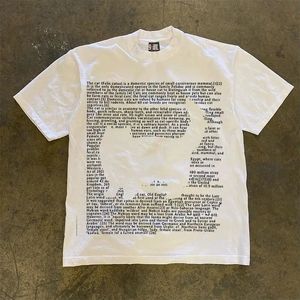 Europejska i amerykańska marka uliczna Cat Letter T-Shirt Mężczyźni i kobiety Summer para strój All-Match retro nisza Top 240318