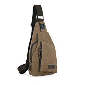 Bags 2022 Brand New Men Vintage Canvas Leather Satchel Shoulder Sling Chest Pack Multifunctional Outdoor Small Shoulder Bag