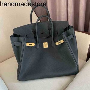 Genuine Leather Bk Handbag Bag Togo Cowhide Lychee Pattern Leather Lock Black Versatile Leisure Light Luxury Bag