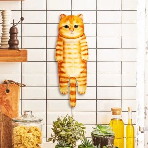 かわいい猫のハンドタオルかわいい猫の装飾ハンギングウォッシュクロス浴室のキッチンキャッツ愛好家のための面白い家事フェイスタオル